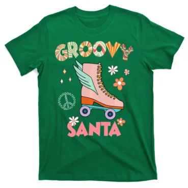 Groovy Santa Squad Proud Officer 70'S Retro Roller Skate T-Shirt