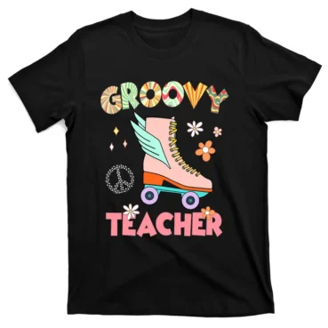 Teacher Squad Proud Officer 70's Retro Roller Skate T-Shirt
